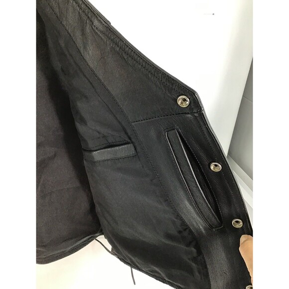 Pro Force Leather Vest Biker motorcycle Men's XL/2X Metalcore heavy metal Black - Picture 11 of 16